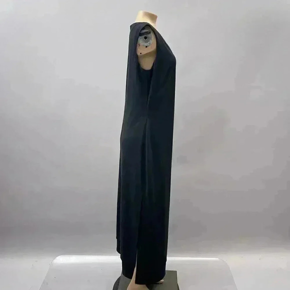 Vintage Sheath Slip Midi Dress Size 8 Black Goth Minimalist Sleeveless Y2K - Picture 4 of 11